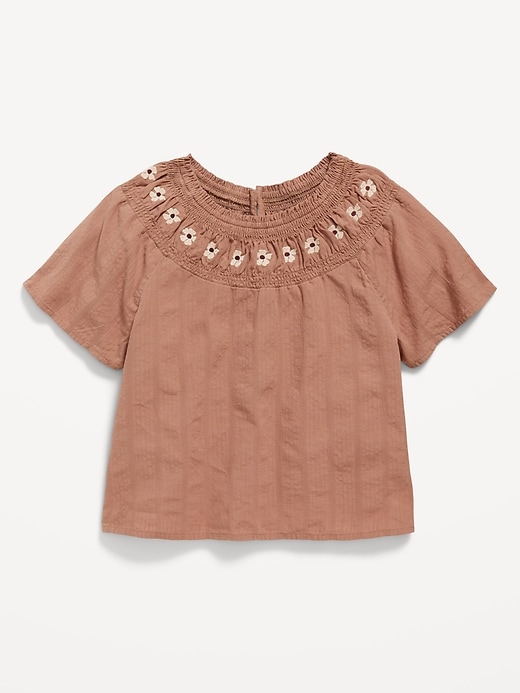 View large product image 2 of 4. Short-Sleeve Textured Embroidered Top for Girls