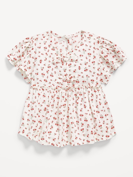 View large product image 2 of 2. Short-Sleeve Ruffled Bow Top for Toddler Girls