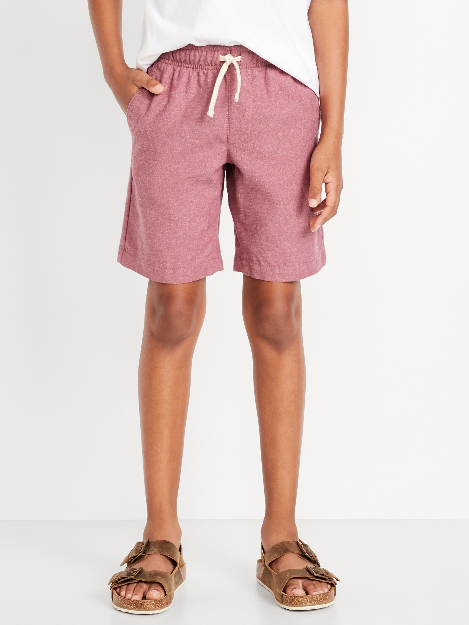 Knee Length Linen-Blend Shorts for Boys
