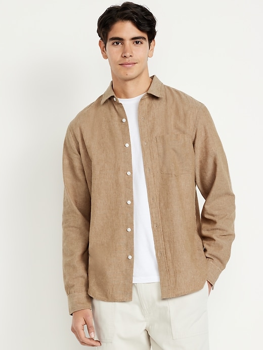 Image number 1 showing, Classic Fit Linen-Blend Shirt