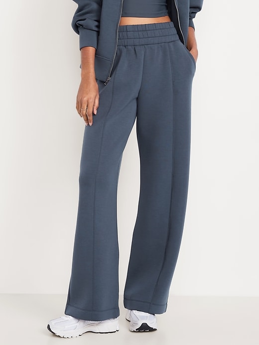 Image number 1 showing, High-Waisted Bounce Fleece Wide-Leg Sweatpants