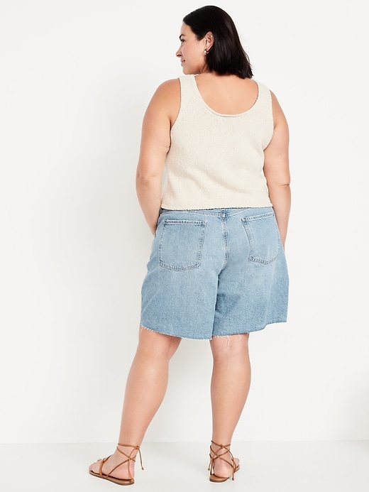 Image number 8 showing, Mid-Rise Baggy Jean Bermuda Shorts -- 9-inch inseam
