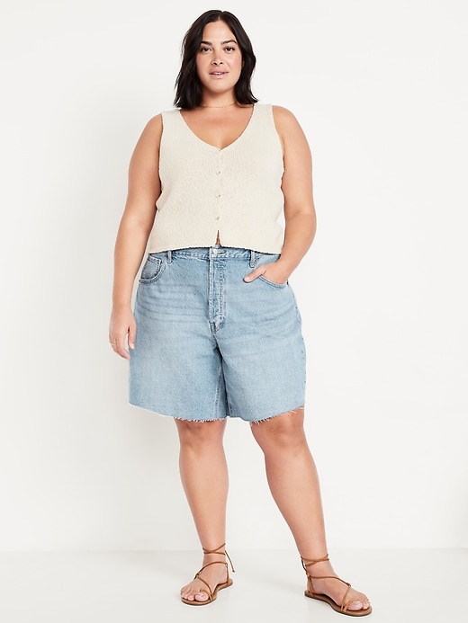 Image number 7 showing, Mid-Rise Baggy Jean Bermuda Shorts -- 9-inch inseam