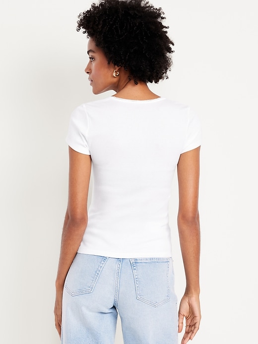 Image number 2 showing, Square-Neck Ribbed T-Shirt
