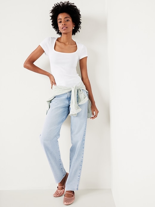 Image number 3 showing, Square-Neck Ribbed T-Shirt