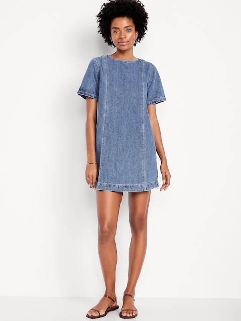 Denim Mini Dress - Blue