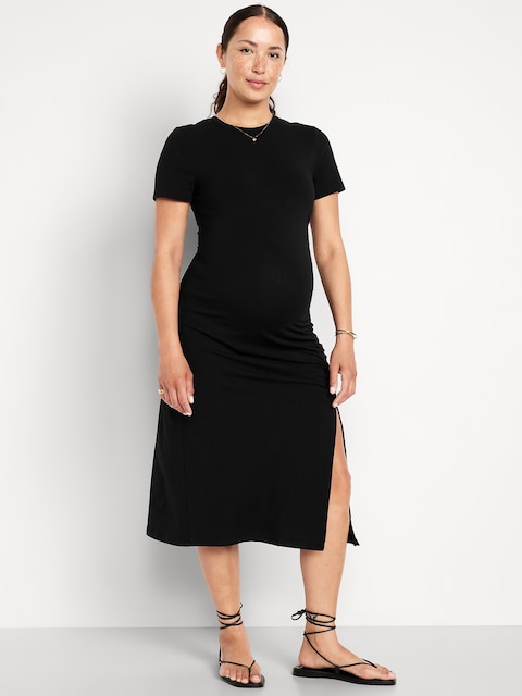 Maternity Short-Sleeve Ruched Dress