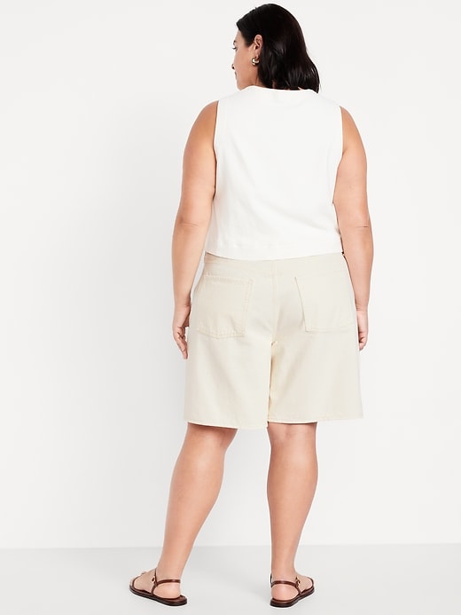 Image number 8 showing, Mid-Rise Baggy Jean Bermuda Shorts -- 9-inch inseam