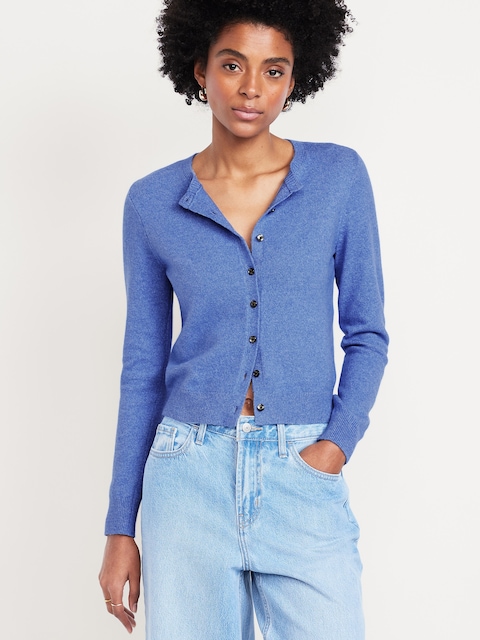 SoSoft Cropped Cardigan Sweater - Blue
