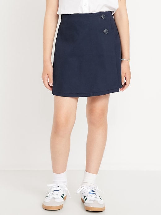 View large product image 1 of 4. School Uniform Wrap-Front Skort for Girls