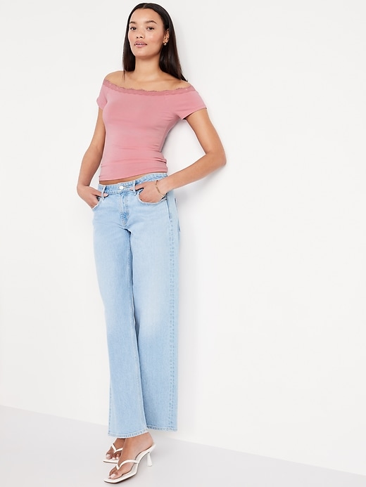 Image number 3 showing, Off-Shoulder Lace-Trim Top