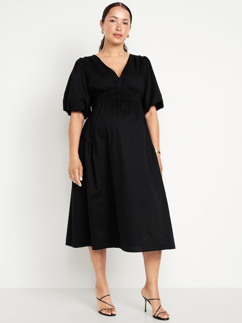 Robe mi-longue à taille définie de maternité