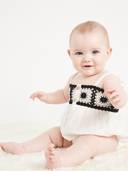 View large product image 1 of 2. Sleeveless Double-Weave One-Piece Romper for Baby