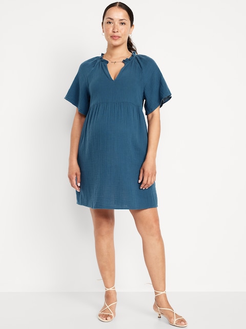 Maternity Crinkle Gauze Mini Dress