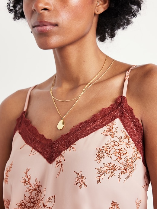 Image number 4 showing, Lace-Trim Satin Cami Top
