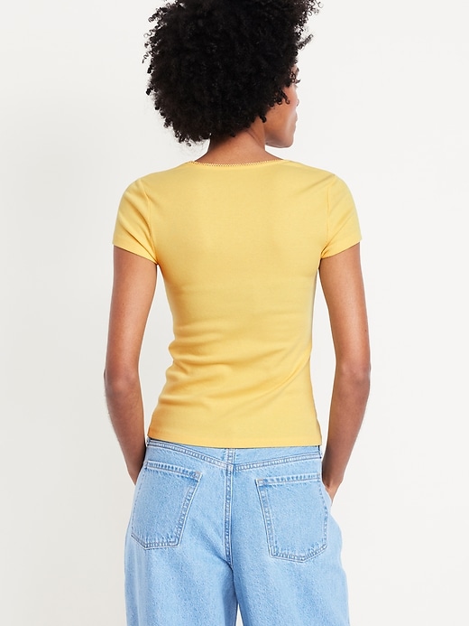 Image number 7 showing, Square-Neck Ribbed T-Shirt