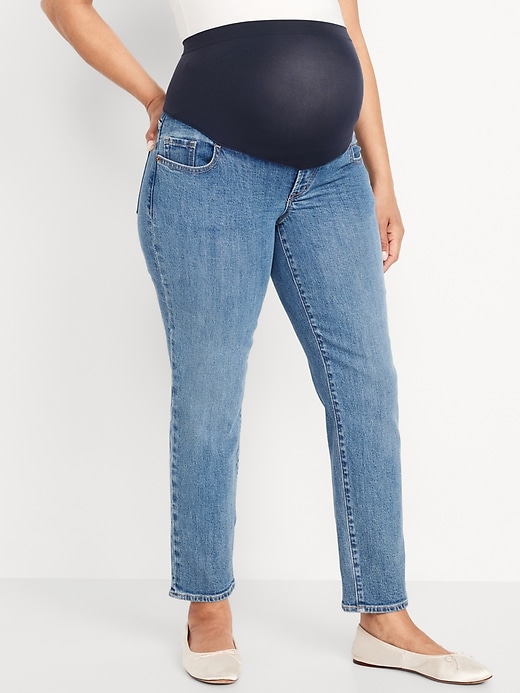 Image number 7 showing, Maternity Full-Panel OG Straight Shine Jeans