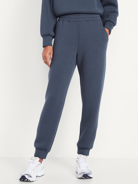 High-Waisted Bounce Fleece Jogger Sweatpants - Blue