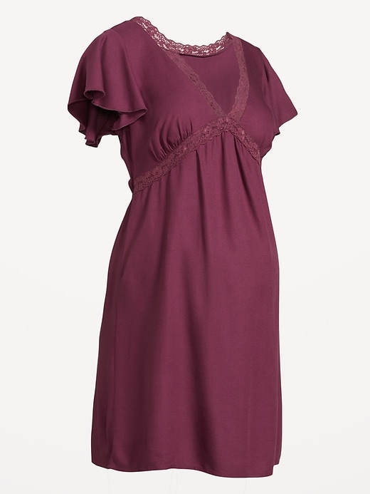 Image number 2 showing, Maternity Crepe Lace-Trim Mini Dress