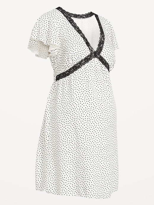 Image number 4 showing, Maternity Crepe Lace-Trim Mini Dress