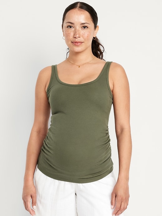 View large product image 1 of 1. Maternity Scoop-Neck Ribbed Tank Top