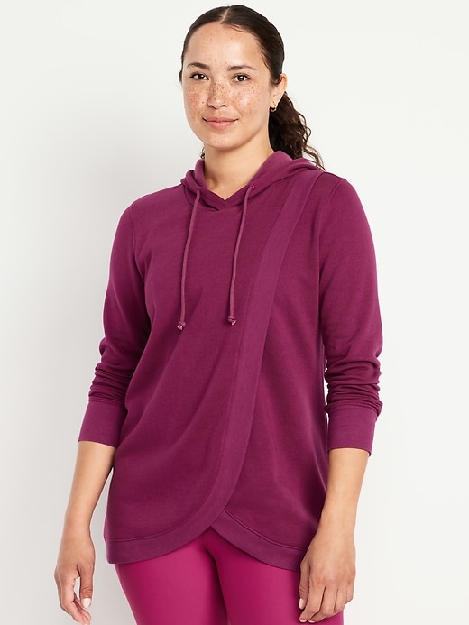 Image number 1 showing, Maternity Cross-Front Nursing Pullover Hoodie