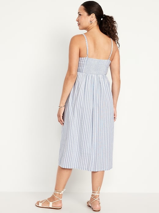 Image number 2 showing, Maternity Knot-Front Fit & Flare Seersucker Dress