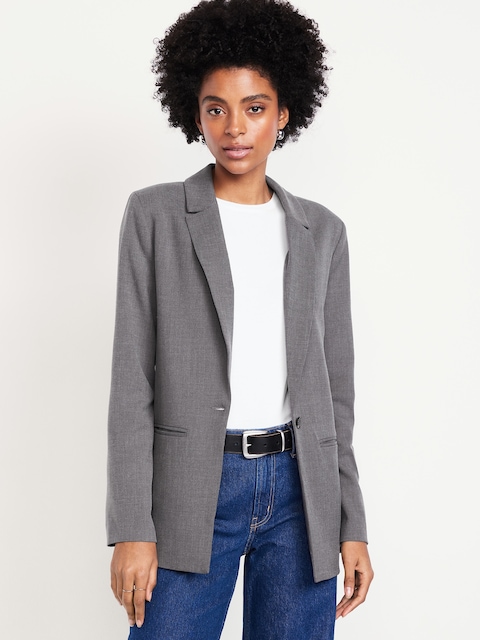 Classic Double-Weave Blazer - Gray
