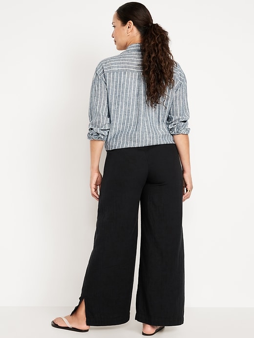 Image number 6 showing, Maternity Rollover Waist Crinkle Gauze Super Wide-Leg Pants