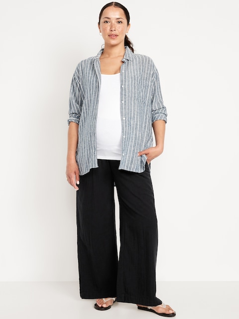 Pantalon à jambe large avec panneau rabattable de maternité