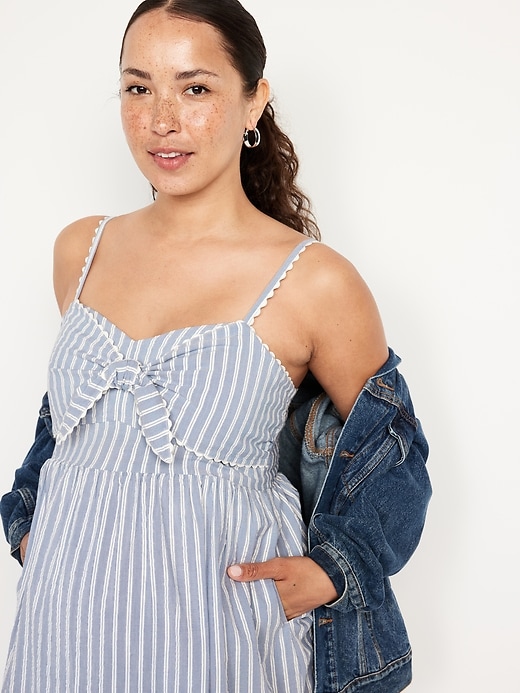 Image number 3 showing, Maternity Knot-Front Fit & Flare Seersucker Dress