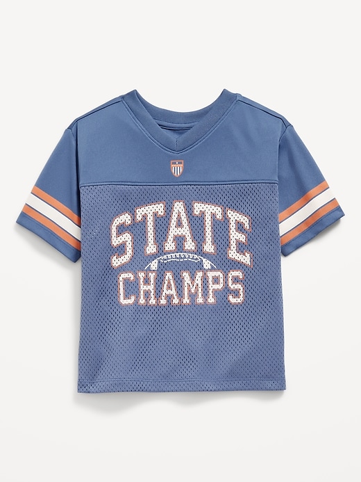 View large product image 1 of 1. Oversized Mesh Graphic Football T-Shirt for Toddler Boys