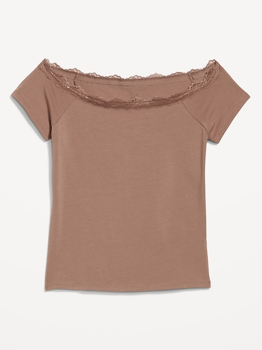 Image number 8 showing, Off-Shoulder Lace-Trim Top