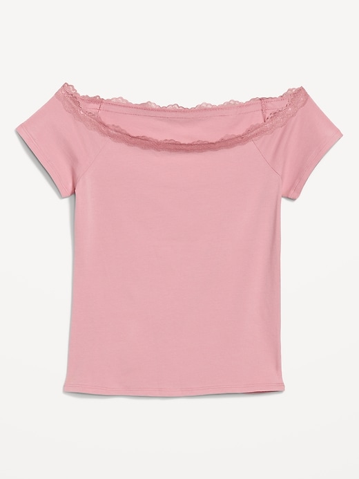 Image number 8 showing, Off-Shoulder Lace-Trim Top