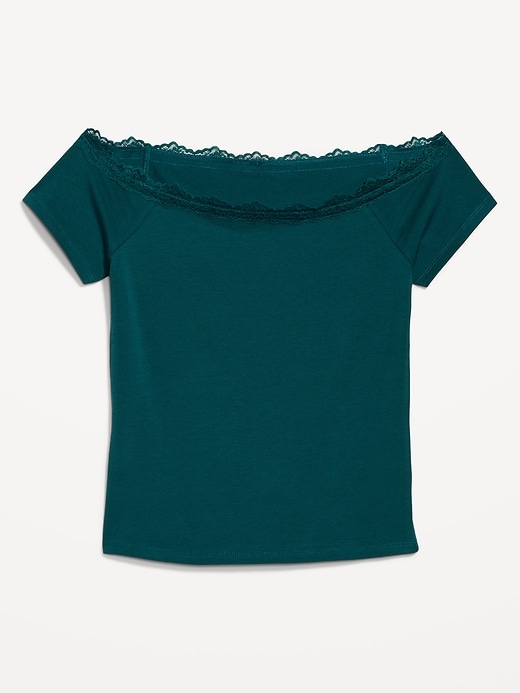 Image number 8 showing, Off-Shoulder Lace-Trim Top