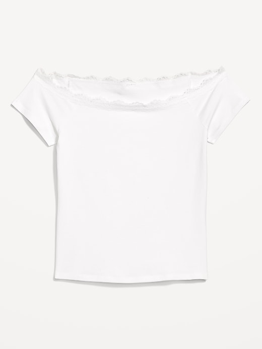 Image number 8 showing, Off-Shoulder Lace-Trim Top