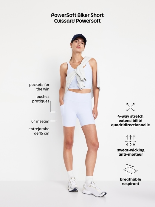 Image number 6 showing, PowerSoft Pocket Biker Shorts -- 6-inch inseam