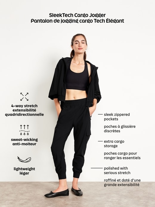 Image number 8 showing, High-Waisted SleekTech Cargo Joggers