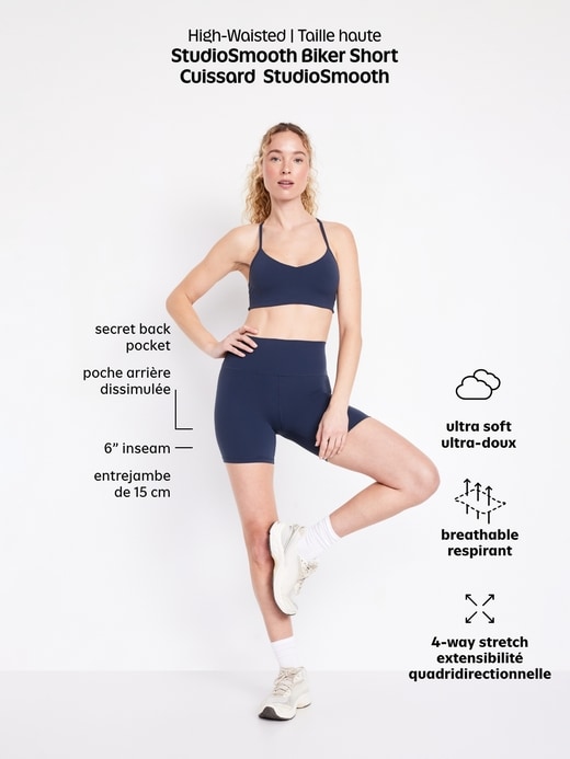 Image number 8 showing, High-Waisted StudioSmooth Biker Shorts -- 6-inch inseam