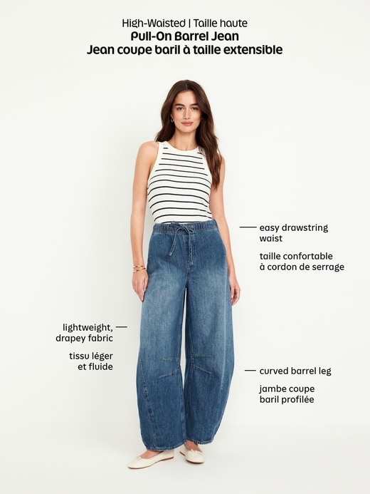 Image number 4 showing, High-Waisted Pull-On Barrel Jeans