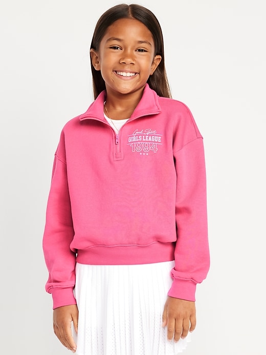 View large product image 1 of 4. Oversized Quarter-Zip Sweatshirt for Girls