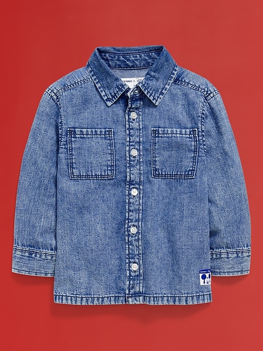View large product image 2 of 3. Old Navy x Disney© Mickey Mouse Long-Sleeve Jean Shirt for Toddler Boys