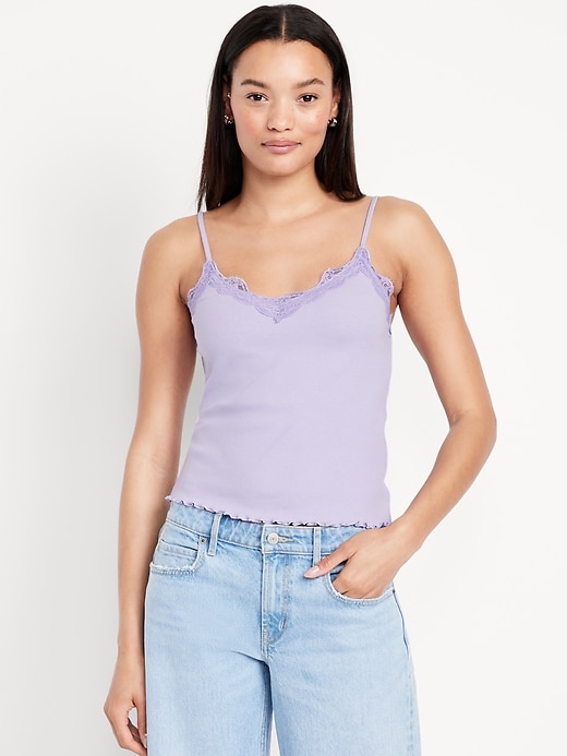 L'image numéro 1 présente Camisole à bordure en dentelle