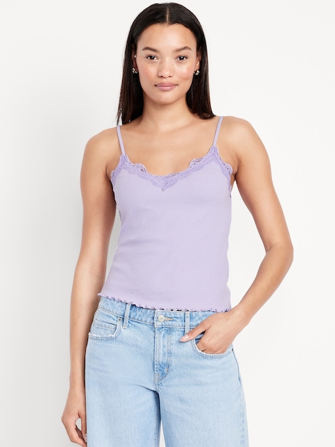 Camisole à bordure en dentelle - Violet