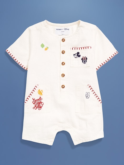 View large product image 1 of 5. Old Navy x Disney© Embroidered Linen-Blend One-Piece Romper for Baby