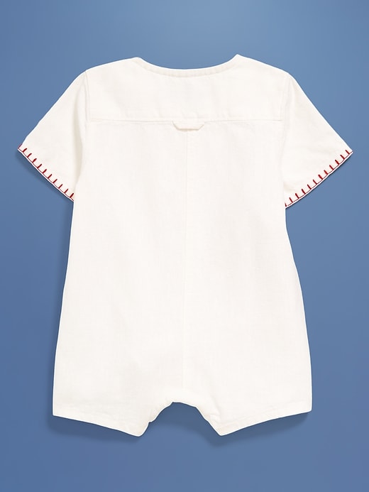 View large product image 2 of 5. Old Navy x Disney© Embroidered Linen-Blend One-Piece Romper for Baby