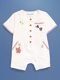 View large product image 3 of 5. Old Navy x Disney© Embroidered Linen-Blend One-Piece Romper for Baby
