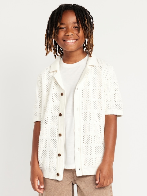 Chemise en tricot crocheté à manches courtes pour garçon