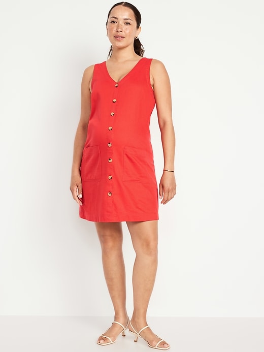 Image number 1 showing, Maternity V-Neck Denim Mini Dress
