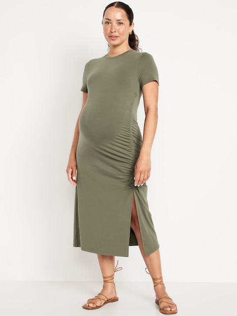 Robe froncée à manches courtes de maternité
